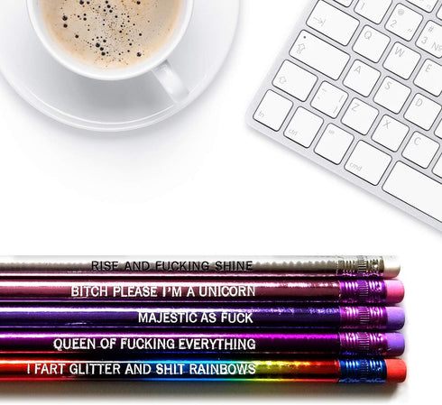 Majestic AF - Inspirational Pencils Engraved With Funny And Motivational Sayings For School And The Office by Fresh Prints of CT