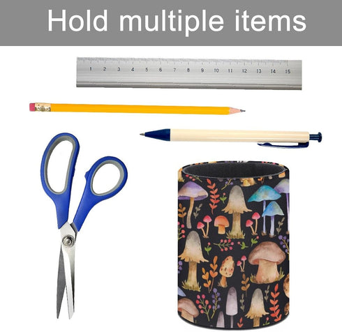 Pen Holder Pencil Organizer, Cute Desk Decor Makeup Brush Holder, PU Multifunctional Office Supplies for Home Classroom