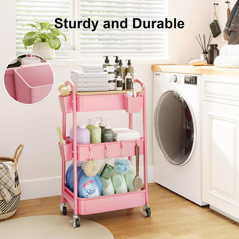 WBKATN 6 Pack 6 6 Rolling Cart Accessories, Pink Plastic Hanging Cup Holders, Rolling Cart Accessories with Cup Holder