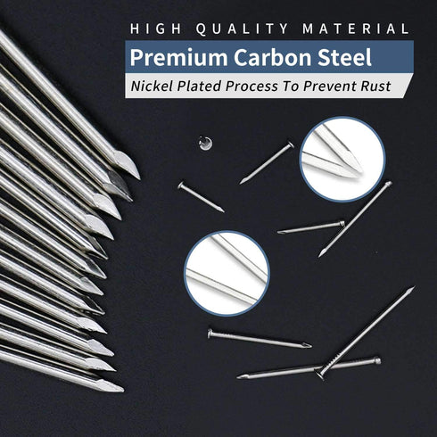 450pcs Hardware Nails, 1-1/4‘’ × 16 Ga Nickel Plated Hanging Nails for Various Projects