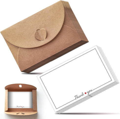 Philbinden 30 Thank You Notes with Envelopes Set 4.1 x 2.8 Inches Mini