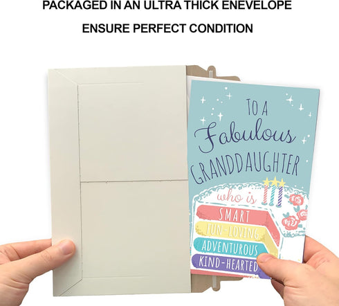 Prime Greetings Birthday Card For Granddaughter, Eco-Friendly, Thick Card Stock with Premium Envelope 5in x 7.75in