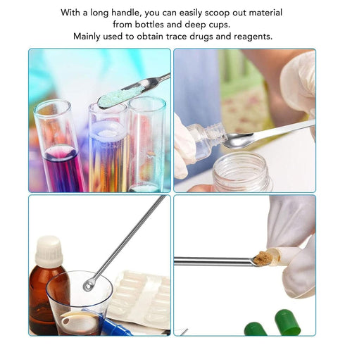 Laboratory Spatula, Stainless Steel Medicine Spoon, Laboratory Scraper Mini Spoon Set for Trace Drugs, Lab Spatulas