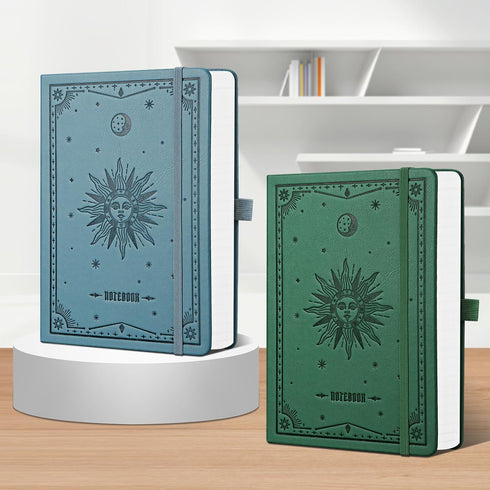 EMSHOI Blank Journal, 320 Pages A5 Hardcover Leather Sketchbook, 100gsm Thick Paper, Dark Green for Writing