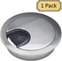 Satin Nickel Metal Cable Grommet | 2 Piece with "Lock in" Feature and "Brush" Opening for Desk Wires | 60mm Hole Opening