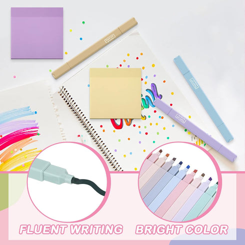 Yinder 12 Pcs Bible Highlighters - No Bleed, Pastel Colors Chisel Tip, 300 Sheets Cream Colors Transparent Sticky