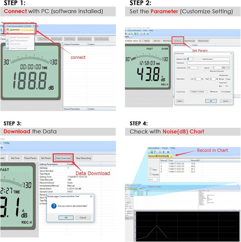 Decibel Meter Sound Level Meter with Data Logging High Accuracy dB SPL Meter with LCD Backlight Real-time Display