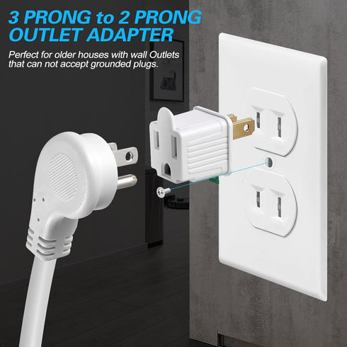 TENINYU 3-2 Prong Adapters Grounding Converters, ETL 5-Pack for Household Electrical Outlets and Appliances