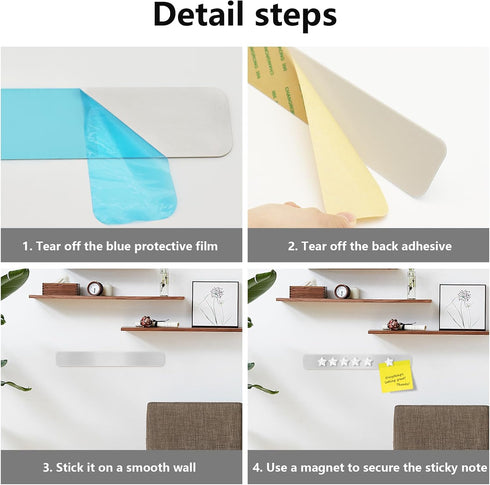 DUJEQM 2-Pack 10 Magnetic Board, Frameless Stainless Iron Magnetic Strips with Adhesive Backing, Magnet Bulletin Board
