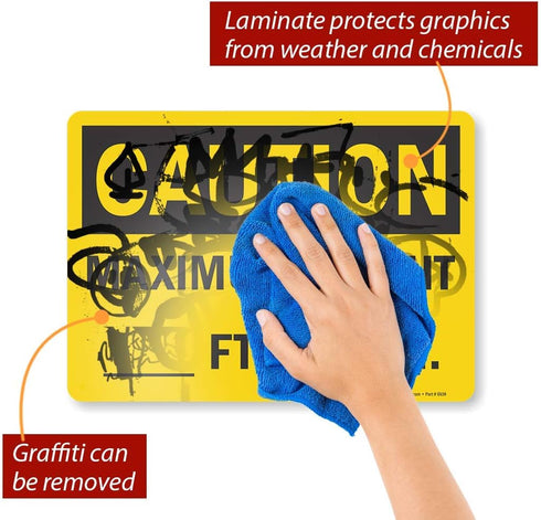 SmartSign U9-1317-ND_10x14 "Caution - Maximum Height __ Ft __ In" Write-On Label | 10" x 14" Vinyl Black on Yellow
