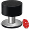 Door Stopper with Extra Sticker - Self-Adhesive Door Stop with Black Rubber Bumper & Stainless Steel Body