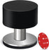 Door Stopper with Extra Sticker - Self-Adhesive Door Stop with Black Rubber Bumper & Stainless Steel Body