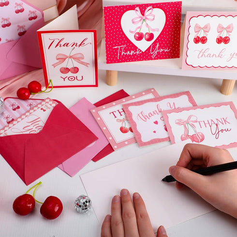 Motiskyy 48 Pack Thank You Cards Blank Note Greeting Cards with Envelopes and Stickers for Girls Bridal Baby Shower