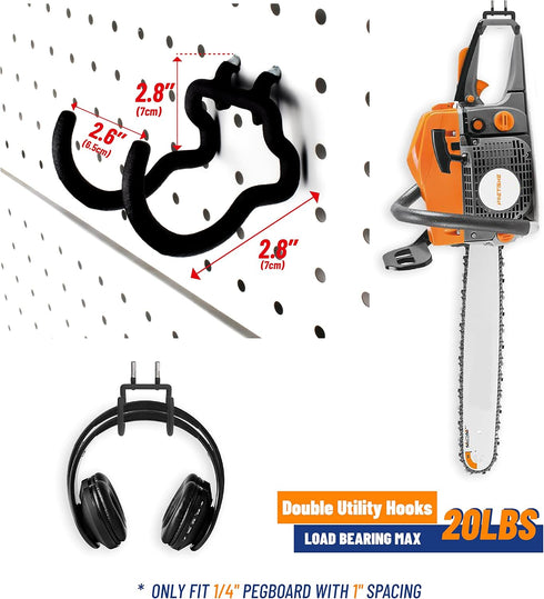 4PC Hammer 1/4 Hammer unp POETISKE Peg Board Tool Utility Hooks Pegboard Accessories Black Shovel Drill Holder Fit Peg