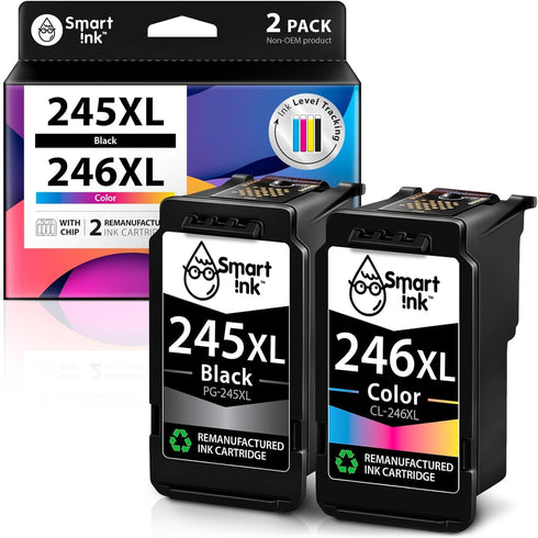Smart Ink Remanufactured Ink Cartridge Replacement for Canon 245 245XL 246 246XL, Black & Color Combo Pack