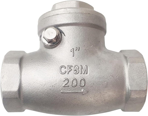 1" NPT Swing Check Valve Female WOG 200 PSI PN16 CF8M,Stainless Steel SS316