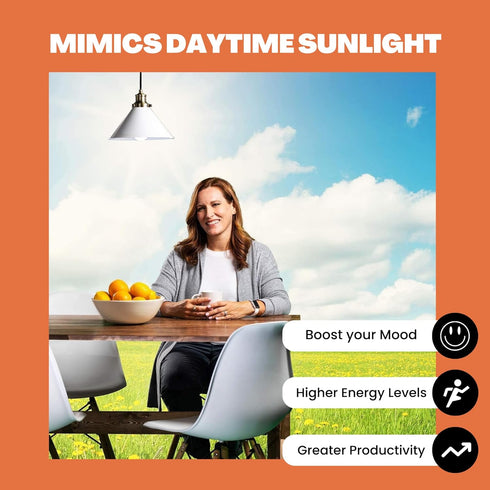 NorbSMILE Full Spectrum Sun Light Bulb, A19 9W, Boosts Energy & Mood, Imitate Sunlight Indoors, 1-Pack