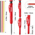 Hiboom 4 Pack Carpenter Pencils Set with 24 Refills, 2.8 mm Mechanical Carpenter Pencil Built in Sharpener Woodworking Marking Tool Solid Long Nosed Deep Hole Construction Pencil (Red) by Hiboom