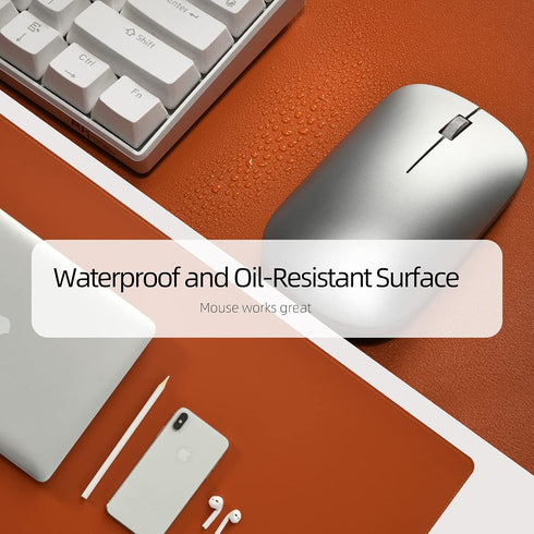 PU Leather Desk Pad Blotter, Waterproof Orange Office Desk Mat for Women, Non-Slip Writing Protector, Large Mouse Pad,