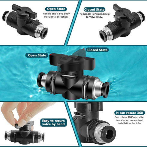 Boltigen 5Pack Pneumatic Push to Connect Ball Valve, 1/4”ODx 1/4“OD Quick Connect Air Control Fittings