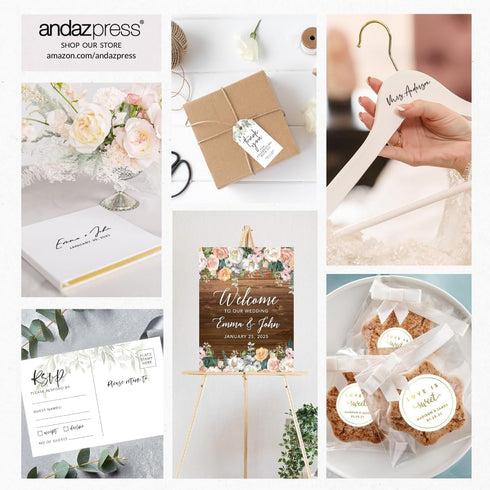 5x7-Inch 24-Pack Andaz Press Personalized Photo Wedding Thank You Cards with Envelopes, Wedding Thank You Card