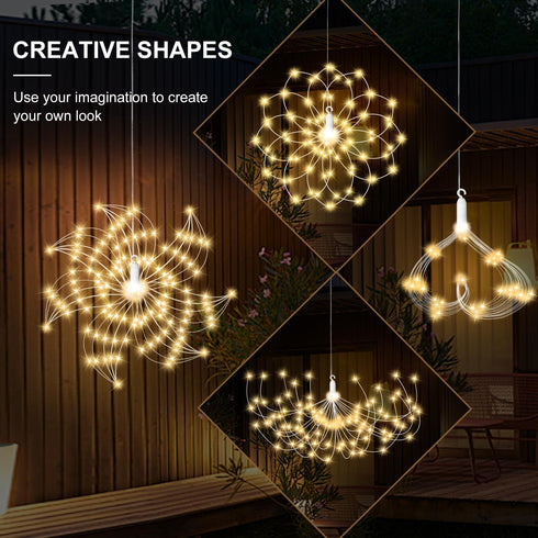 DoonDar 5 Pack 200 8 Firework String Lights Christmas Light, LED Modes Hanging Starburst Lights for PartyGarden