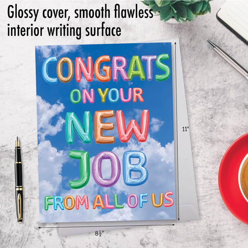 The Best Card Company - Jumbo New Job Greeting Card (8.5 x 11 inch) - Employment Congrats (Not 3D or Raised)