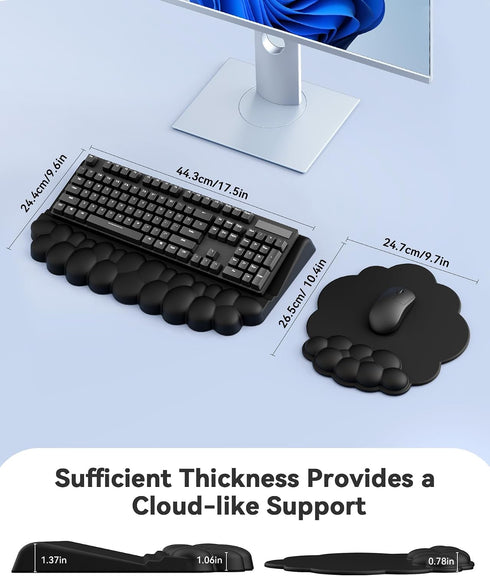 Laborio Cloud Wrist Rest for Keyboard and Mouse for Desktop, PU Leather Cloud Computer Keyboard Stand with Mouse Pad
