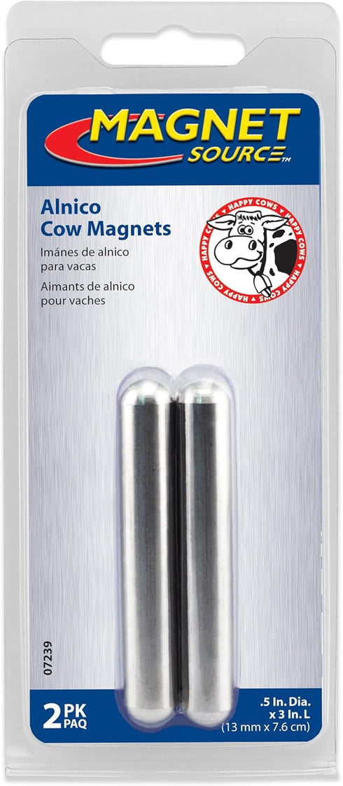 Master Magnetics Original Cast Alnico 5 Cow Magnet, Strong Heavy-Duty Magnets for Cows