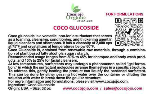 cocojojo 32 Oz Coco Glucoside Natural Surfactant - Surfactants for Soap Making DIY Shower Gel, Skin Care, Body and Face