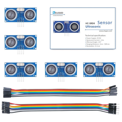 ELEGOO 5PCS HC-SR04 Ultrasonic Module Distance Sensor Compatible with Arduino UNO MEGA