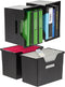 IRIS USA Large Portable Desktop File Box, 4 Pack with Open Lid, Side Handles for Letter Size, Black