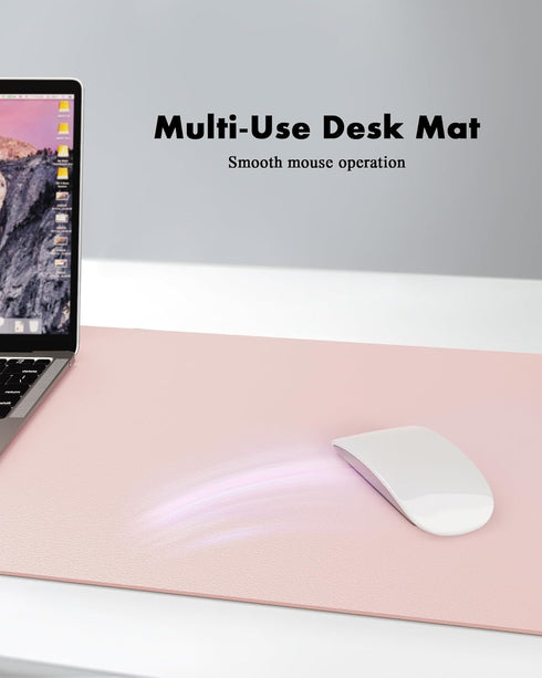 YSAGi Double-Sided Desk Pad - 35.4"x17" Leather Desk Mat, Eco Cork Desk Pad Protector for Office/Home (Pink)