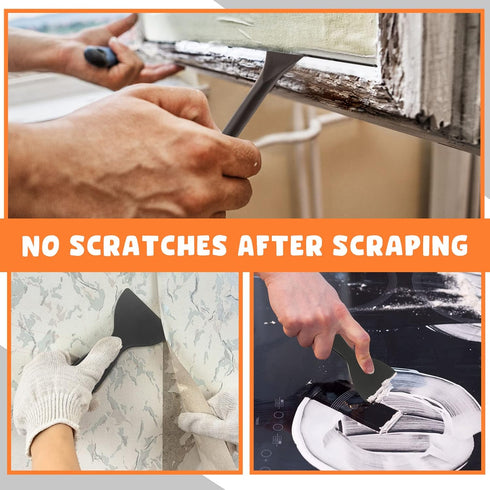 9 Pcs Plastic Scraper Tool Set, Non Scratch Sticker Scraper, Plastic Razor Blade Scraper for Window Floor Cleaning