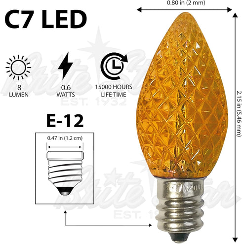 Brite Star LED C7 Replacement Bulbs - Orange 25-Pack, Energy Efficient Perfect Christmas & Outdoor Lighting - E-12 LED Bulb by Brite Star