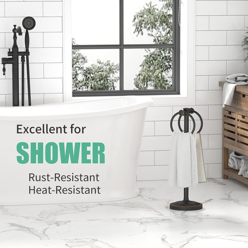 17 Inch Countertops Hoimpro Oil Rubbed Bronze Stainless Steel Free Standing Towel Rack Bar, Double Stand Towel Ring