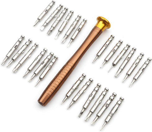 25 in 1 Screwdriver Set, Precision Screwdriver Small Screwdriver Set with Black Leather Bag for Watch, Eyeglasses, PC, Mobile Phone, Digital Camera and Other Appliances DIY Mini Repair Tool Kits by Rowiz