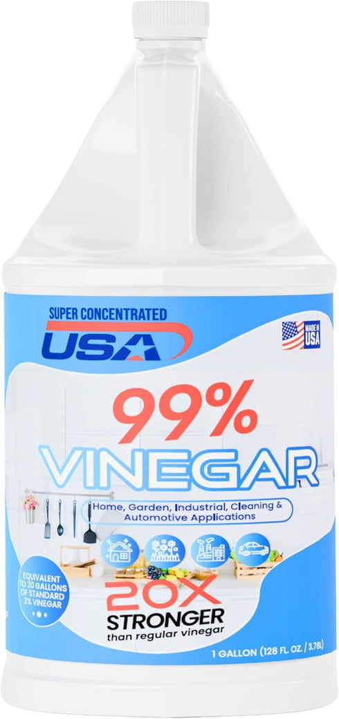 Super Concentrated USA (99 Pure Vinegar - Industrial Cleaning Vinegar One Gallon)