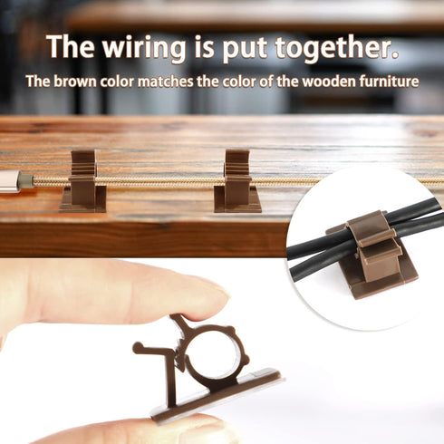 Viaky 30 Adjustable Cable Clips, Pcs Brown Adhesive Holder Ideal Cord Winder Management for Organizing Wires-Car Home