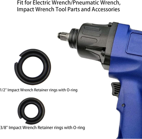 1/2" & 3/8" Impact Wrench Retainer Rings with O-ring for Electric/Pneumatic Wrench, Tool Parts & Accessories (6+6/Sets)