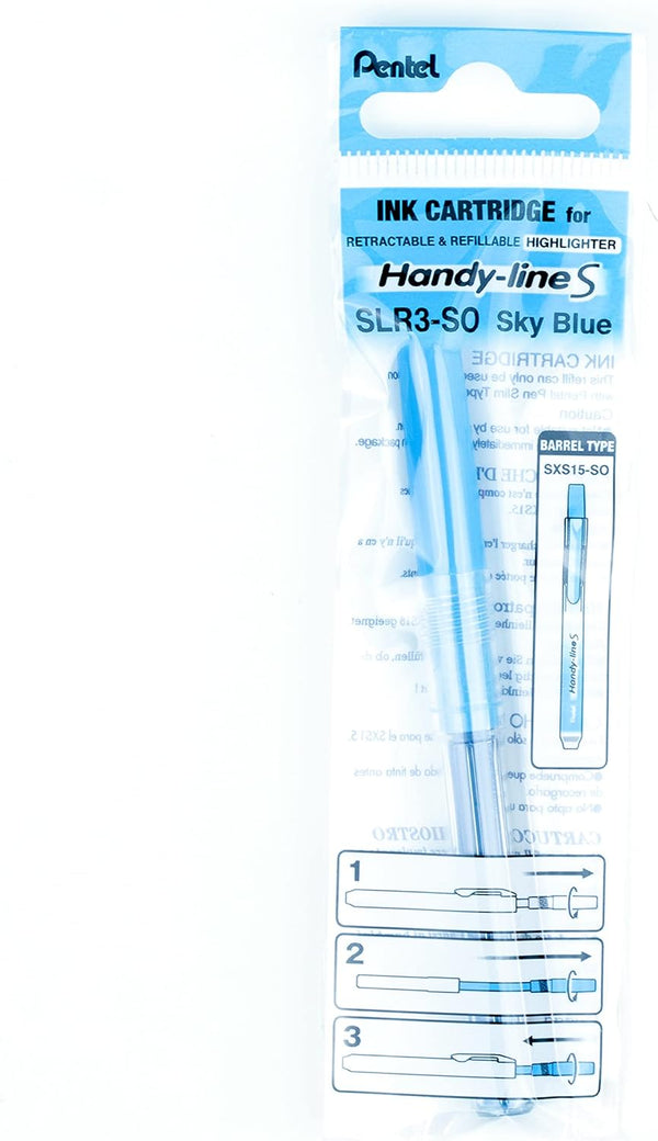 Pentel SLR3-S Refill for Handy-Line S Highlighter, Sky Blue Ink, Box of 12