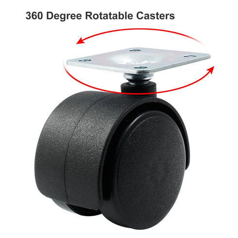 4pcs 1.5 Inch Black Nylon Swivel Caster Wheels, Heavy Duty Replacement for Furniture and Cabinets