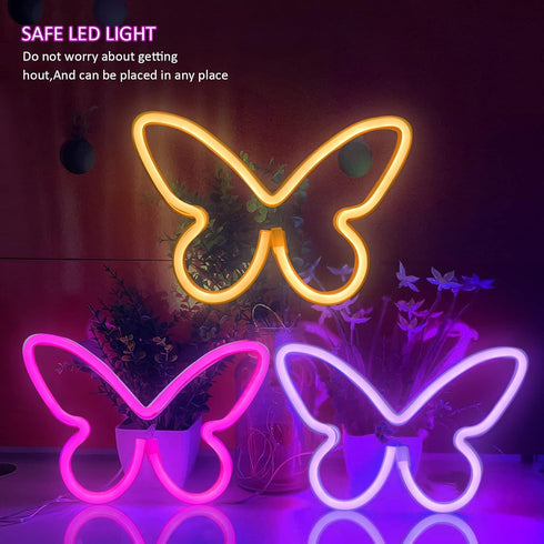 3 3-AA BRIGHTDECK Pcs Butterfly Neon Signs, Neon Light for Bedroom, USB or Battery Powered LED Wall Dcor for Valentines