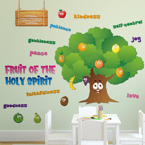 Classroom Tree Bulletin Board Set, Tree Cutouts for Elementary School Teacher Chalkboard Supplies (Fruit Style)