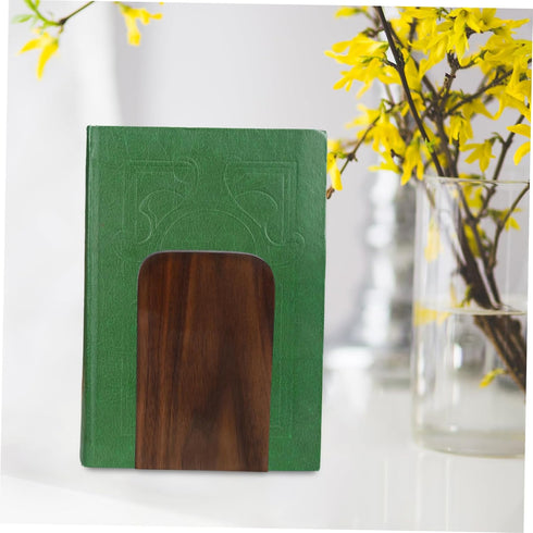 Decorative Walnut Finish Bookend for Desk Organization