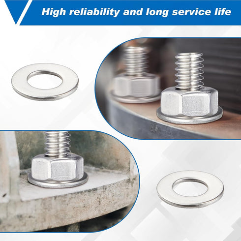 500 Pcs 304 Stainless Flat Washer Assortment for Factories, Kitchens, and Outdoor Construction