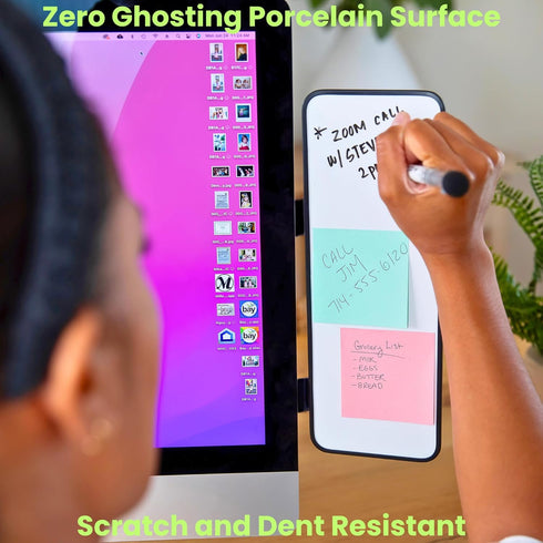 Removable Multi-Use Memo Board, 11.8" x 4.3" Magnetic Whiteboard - Desk Mirror, Phone Mount, Document Holder & More