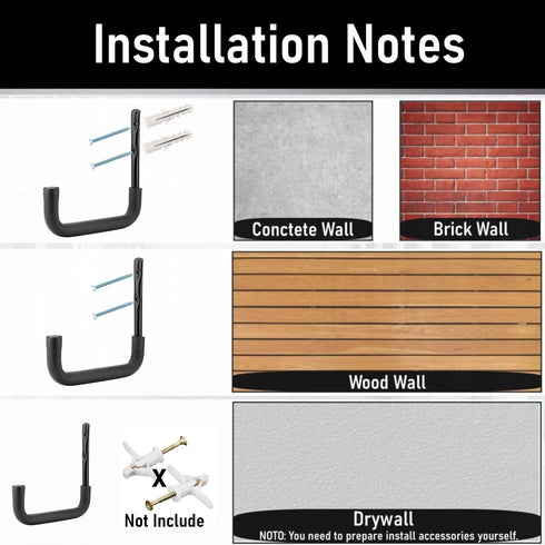Whrsinlor 8 Pack 9.8Inch Ladder Hooks Garage Storage Utility Hook Heavy Duty Wall Mounted Storage Organizer Hanging