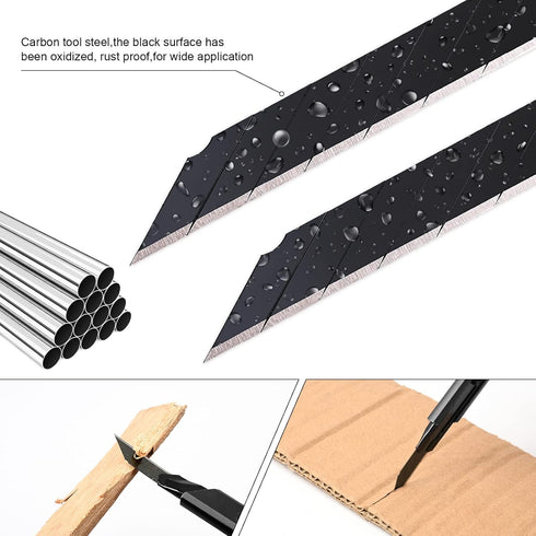 FOSHIO 3 Pack Retractable Utility Knife with 30 Degree Snap Off Blade 9MM, Box Cutter for Carton, Cardboard, and Office