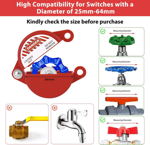 2-Pack 1" 2-1/2" Wisamic Gate Valve Lockout - Outdoor Faucet Lock for to Valve Handles, Secure Hose Bib Lock for Water